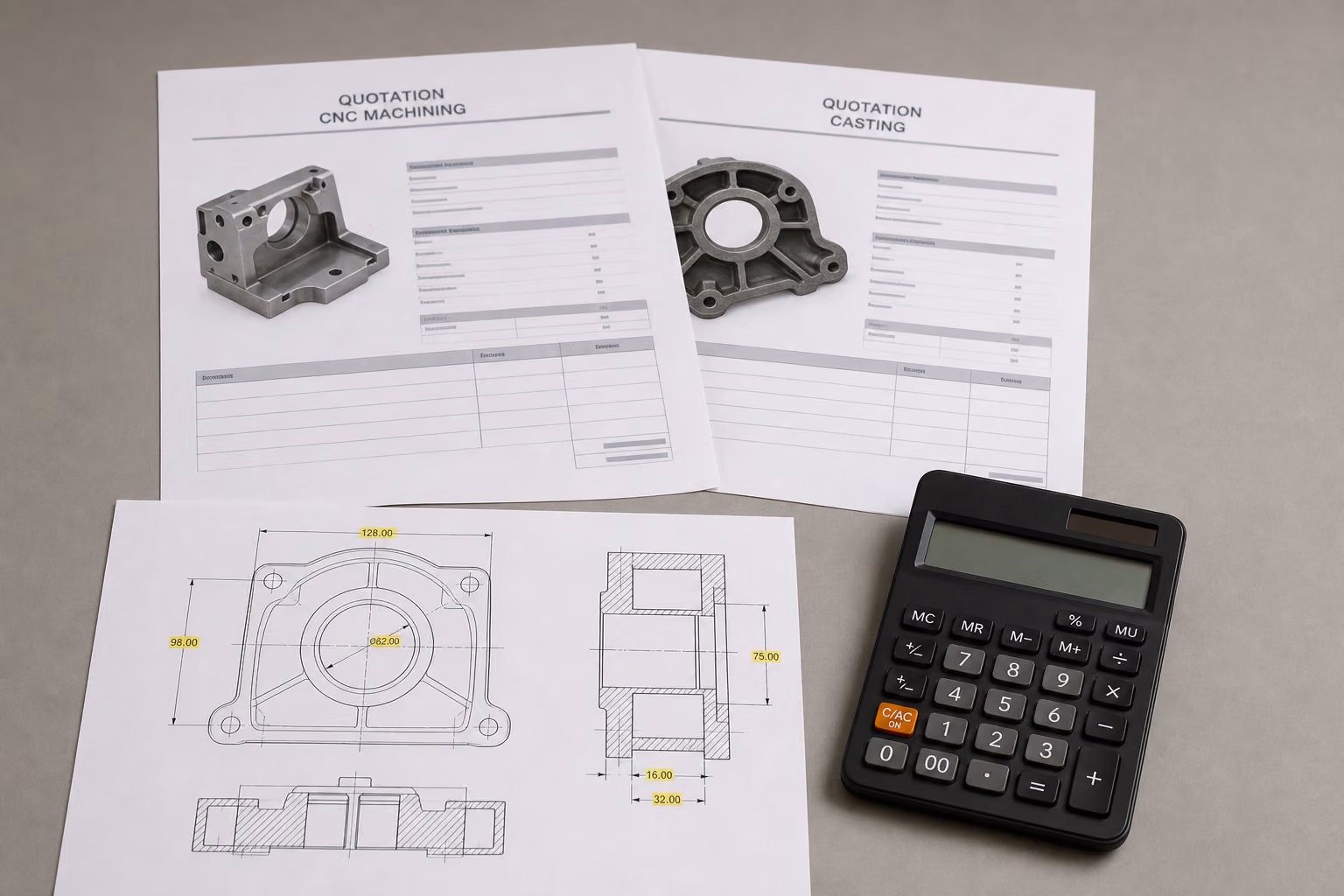 comparaison devis usinage CNC et fonderie pour décision d'achat