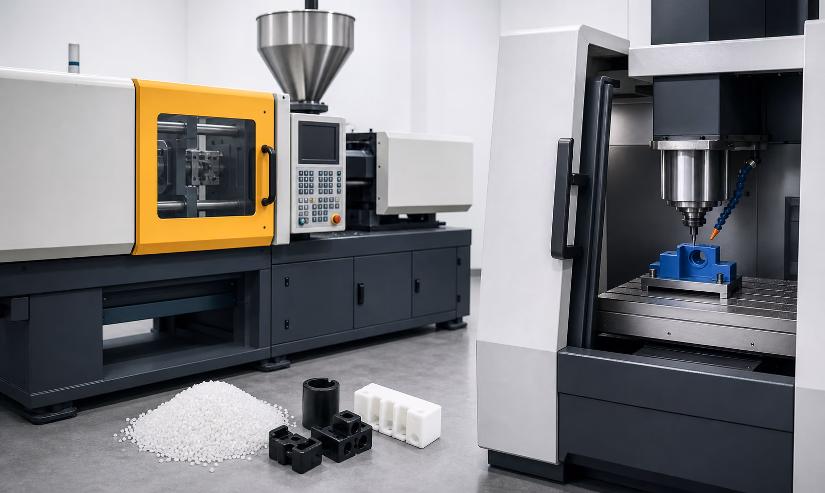 presse à injection plastique et usinage CNC pour pièces plastiques